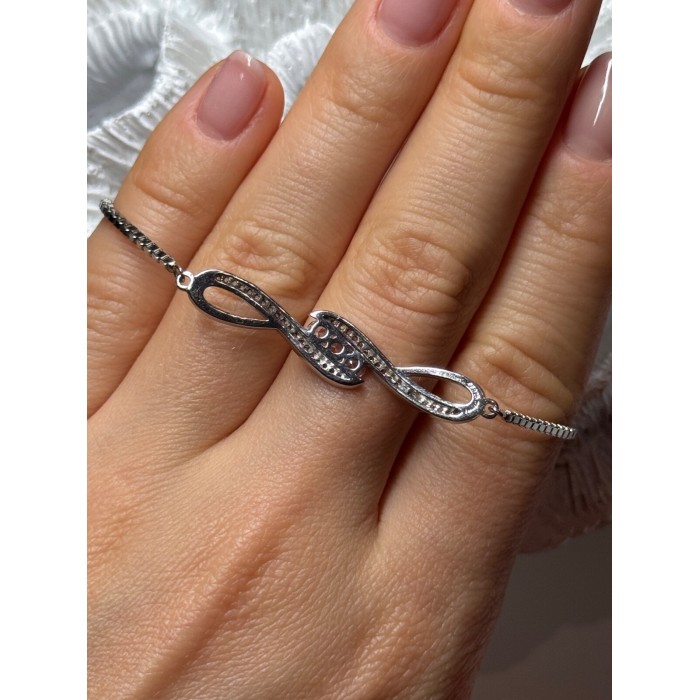 925 Sterling Silver CZ Bracelet Slider