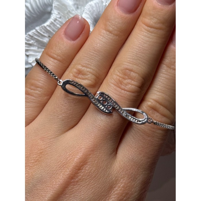 925 Sterling Silver CZ Bracelet Slider