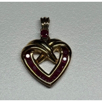 925 Sterling Silver Gold Plated Spinel Heart Pendant