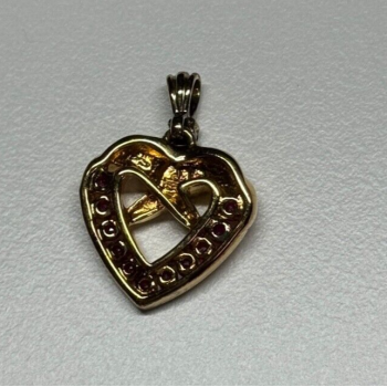 925 Sterling Silver Gold Plated Spinel Heart Pendant