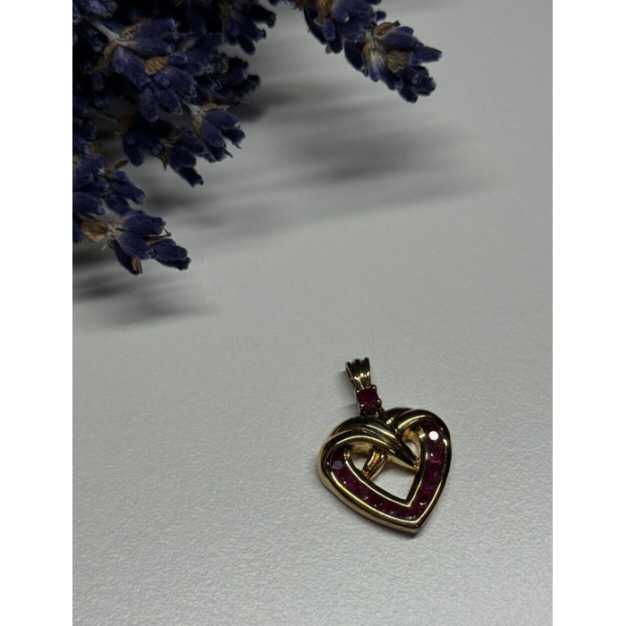 925 Sterling Silver Gold Plated Spinel Heart Pendant