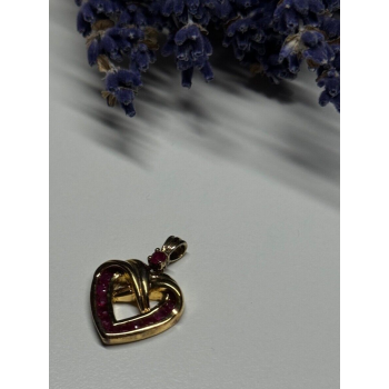 925 Sterling Silver Gold Plated Spinel Heart Pendant
