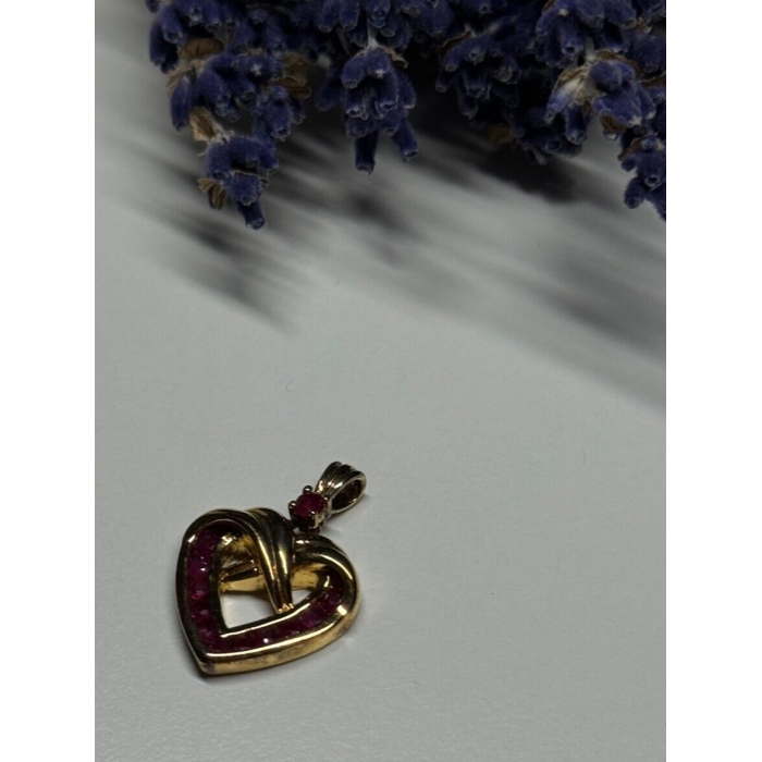 925 Sterling Silver Gold Plated Spinel Heart Pendant