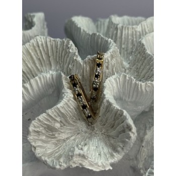 925 Sterling Silver Gold Plated Sapphire & Diamond Earrings Length 0.8 Inch