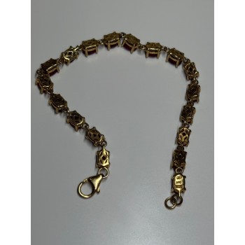 925 Sterling Silver Gold Plated Ruby Bracelet Length 7 Inch