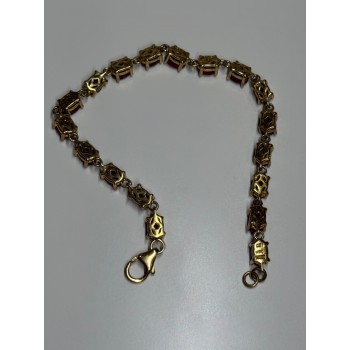 925 Sterling Silver Gold Plated Ruby Bracelet Length 7 Inch