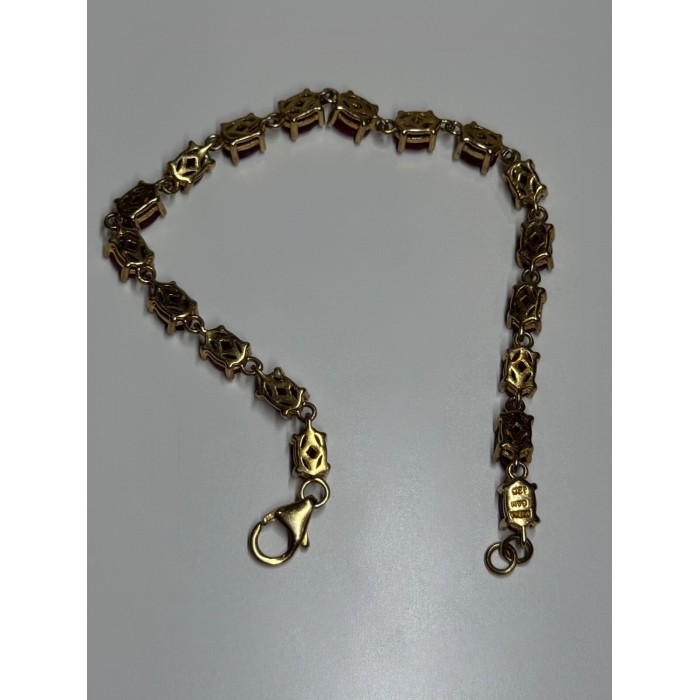 925 Sterling Silver Gold Plated Ruby Bracelet Length 7 Inch