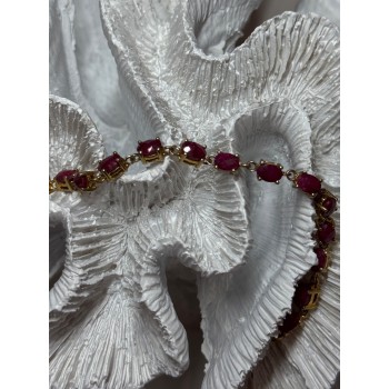 925 Sterling Silver Gold Plated Ruby Bracelet Length 7 Inch