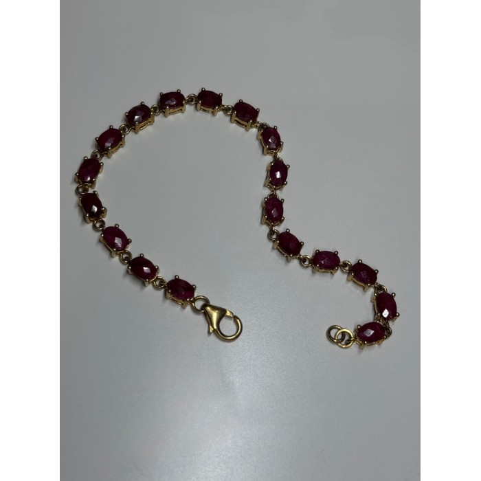 925 Sterling Silver Gold Plated Ruby Bracelet Length 7 Inch