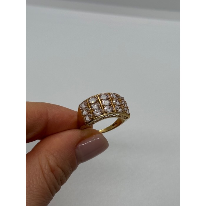 925 Sterling Silver Gold Plated Morganite Ring Size 6.5
