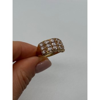 925 Sterling Silver Gold Plated Morganite Ring Size 6.5
