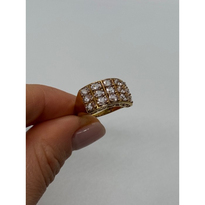 925 Sterling Silver Gold Plated Morganite Ring Size 6.5