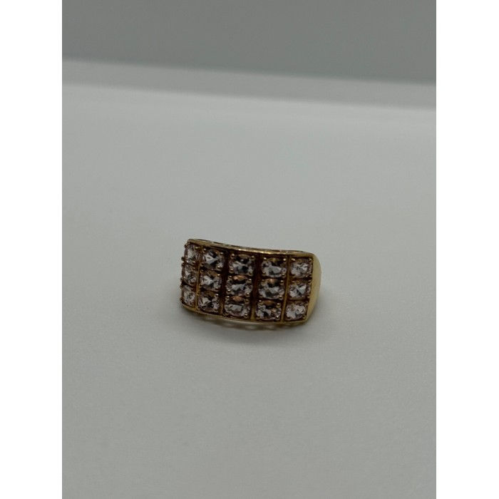 925 Sterling Silver Gold Plated Morganite Ring Size 6.5