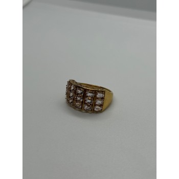 925 Sterling Silver Gold Plated Morganite Ring Size 6.5