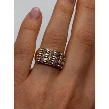 925 Sterling Silver Gold Plated Morganite Ring Size 6.5