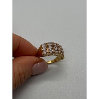 925 Sterling Silver Gold Plated Morganite Ring Size 6.5