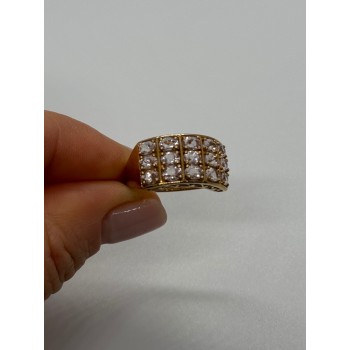 925 Sterling Silver Gold Plated Morganite Ring Size 6.5