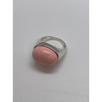 925 Sterling Silver & Pink Agate Ring Size 7.5