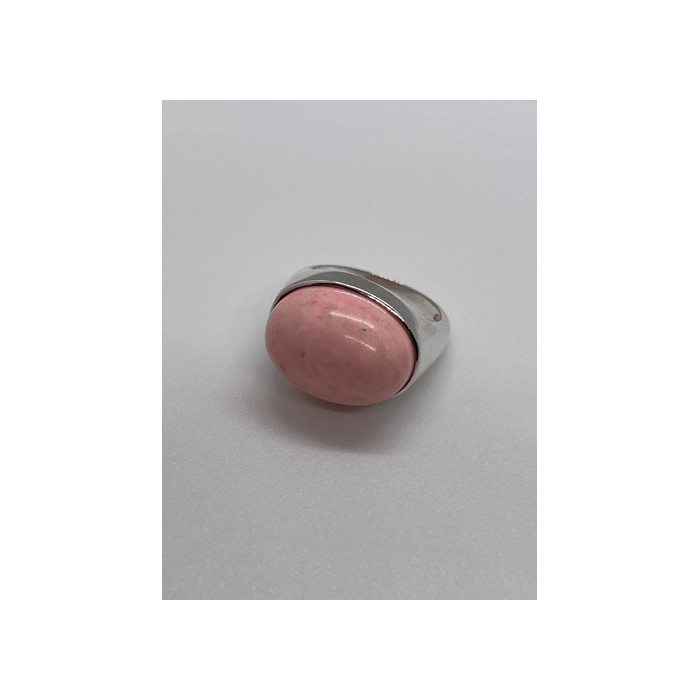 925 Sterling Silver & Pink Agate Ring Size 7.5