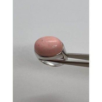 925 Sterling Silver & Pink Agate Ring Size 7.5