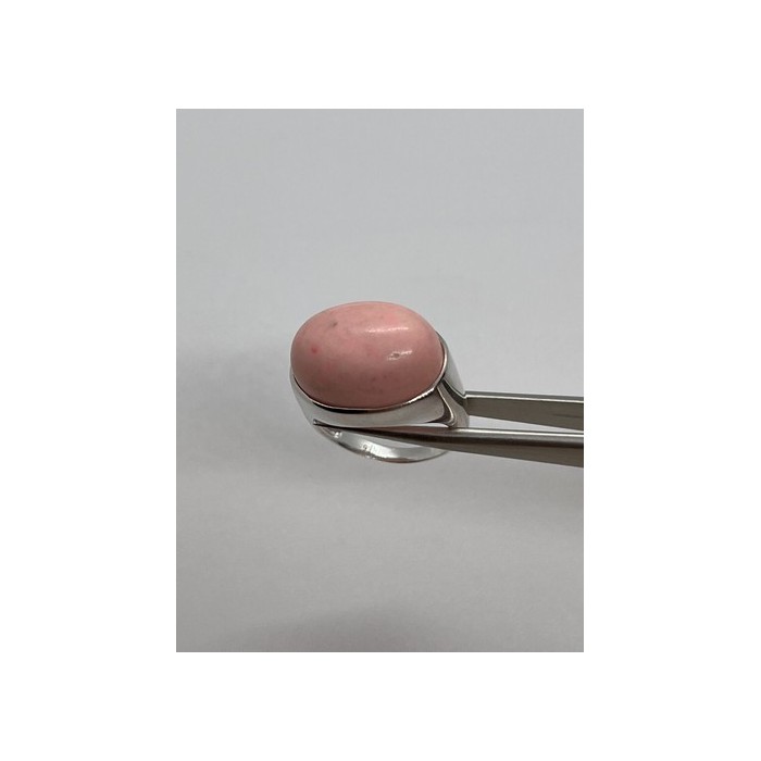 925 Sterling Silver & Pink Agate Ring Size 7.5