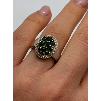 925 Sterling Silver Emerald Ring Size 6