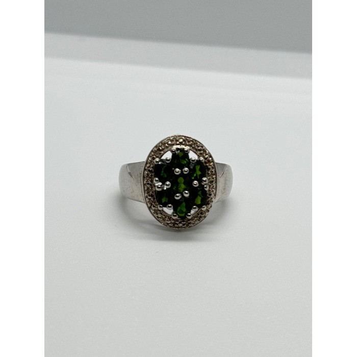 925 Sterling Silver Emerald Ring Size 6