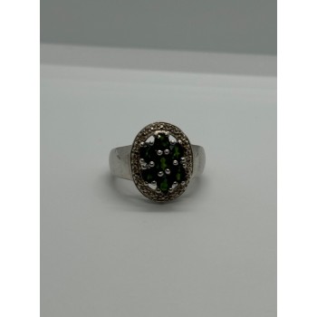 925 Sterling Silver Emerald Ring Size 6