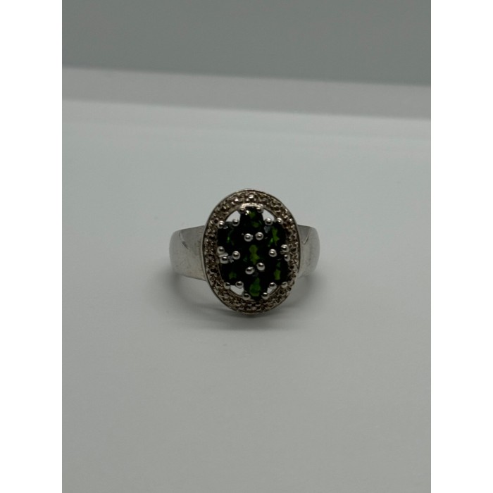 925 Sterling Silver Emerald Ring Size 6