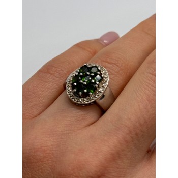 925 Sterling Silver Emerald Ring Size 6