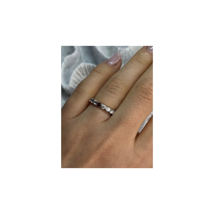 925 Sterling Silver CZ & Ruby Ring Size 7