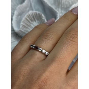 925 Sterling Silver CZ & Ruby Ring Size 7