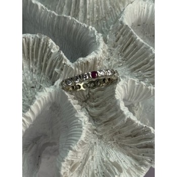 925 Sterling Silver CZ & Ruby Ring Size 7