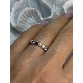 925 Sterling Silver CZ & Ruby Ring Size 7