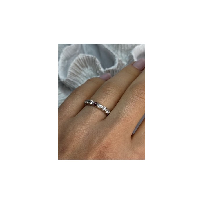 925 Sterling Silver CZ & Ruby Ring Size 7