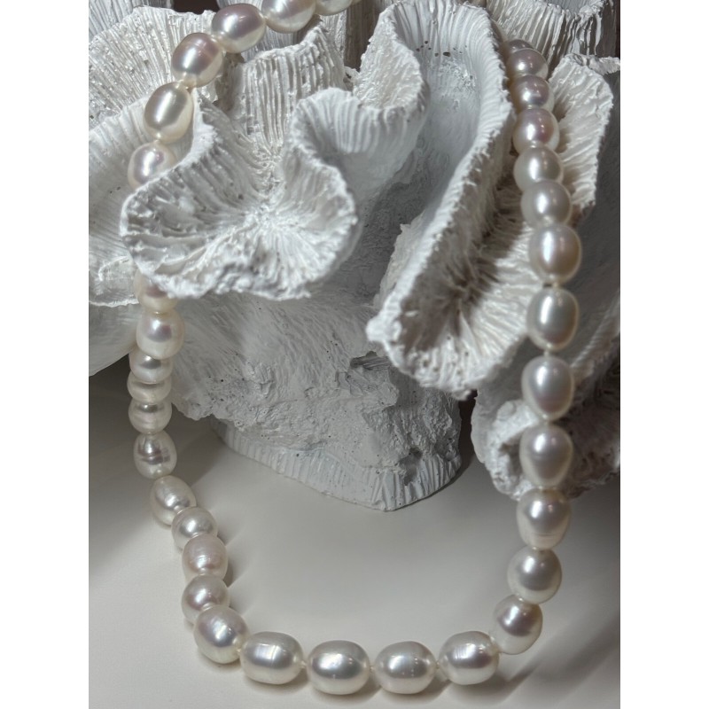 925 STERLING SILVER FRESHWATER PEARLS NECKLACE LENGTH 18 INCH