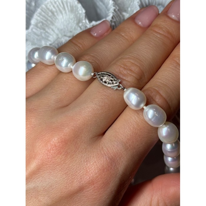 925 STERLING SILVER FRESHWATER PEARLS NECKLACE LENGTH 18 INCH