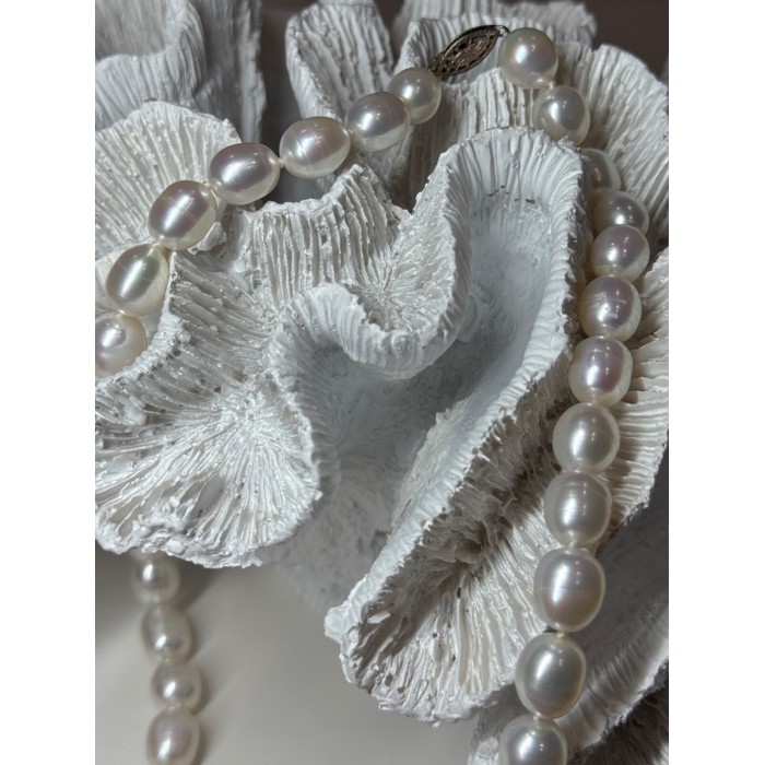 925 STERLING SILVER FRESHWATER PEARLS NECKLACE LENGTH 18 INCH