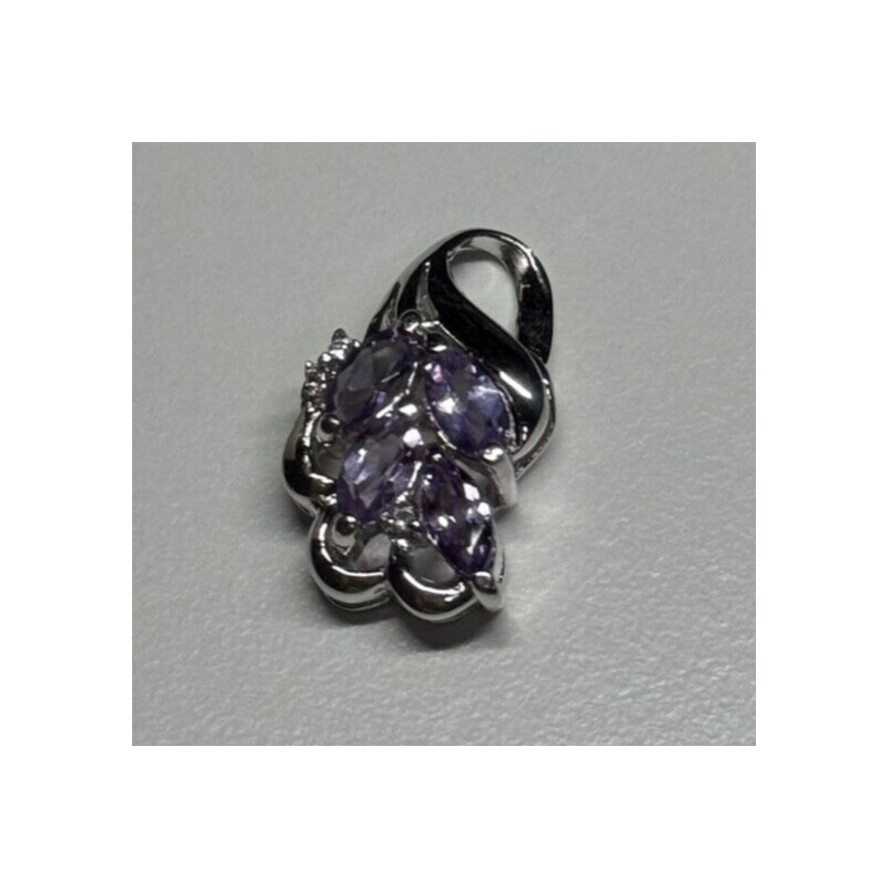 925 Sterling Silver Tanzanite & Diamond Pendant
