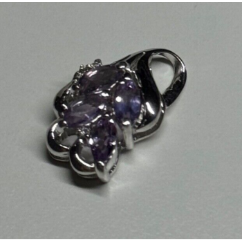925 Sterling Silver Tanzanite & Diamond Pendant