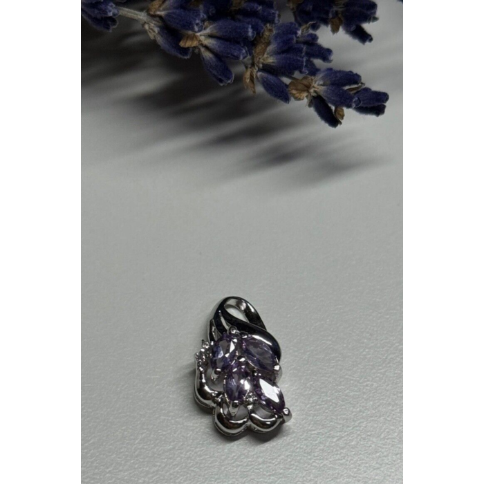 925 Sterling Silver Tanzanite & Diamond Pendant