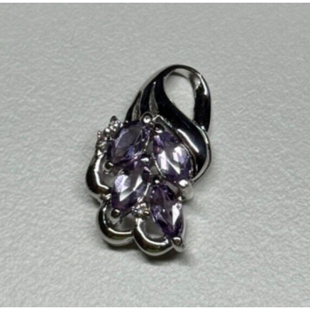 925 Sterling Silver Tanzanite & Diamond Pendant