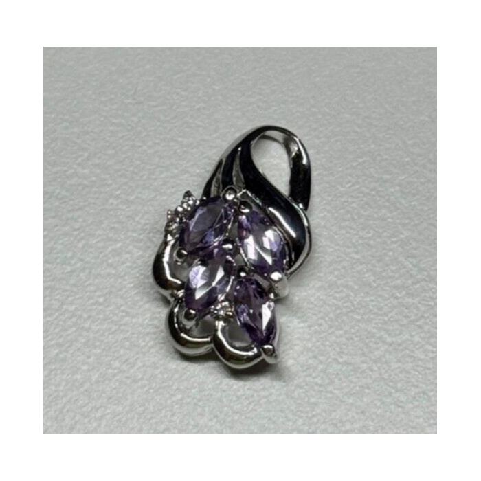 925 Sterling Silver Tanzanite & Diamond Pendant
