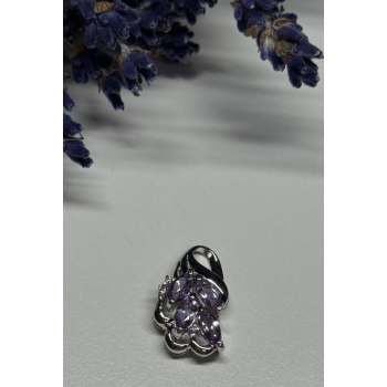 925 Sterling Silver Tanzanite & Diamond Pendant