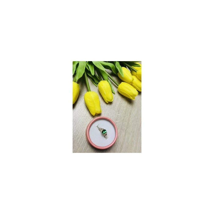 925 Sterling Silver Green Agate Ring Size 6.5