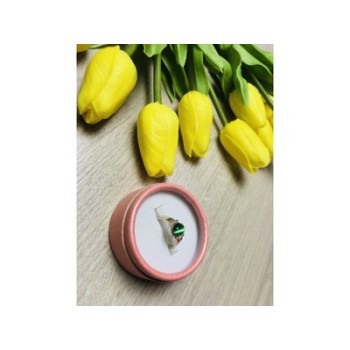 925 Sterling Silver Green Agate Ring Size 6.5