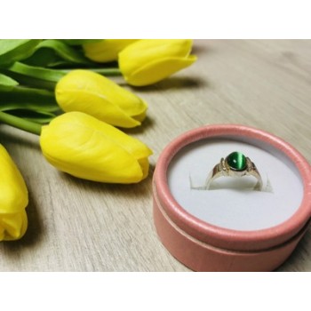 925 Sterling Silver Green Agate Ring Size 6.5