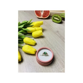 925 Sterling Silver Green Agate Ring Size 6.5