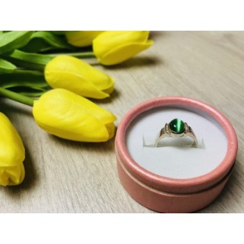 925 Sterling Silver Green Agate Ring Size 6.5