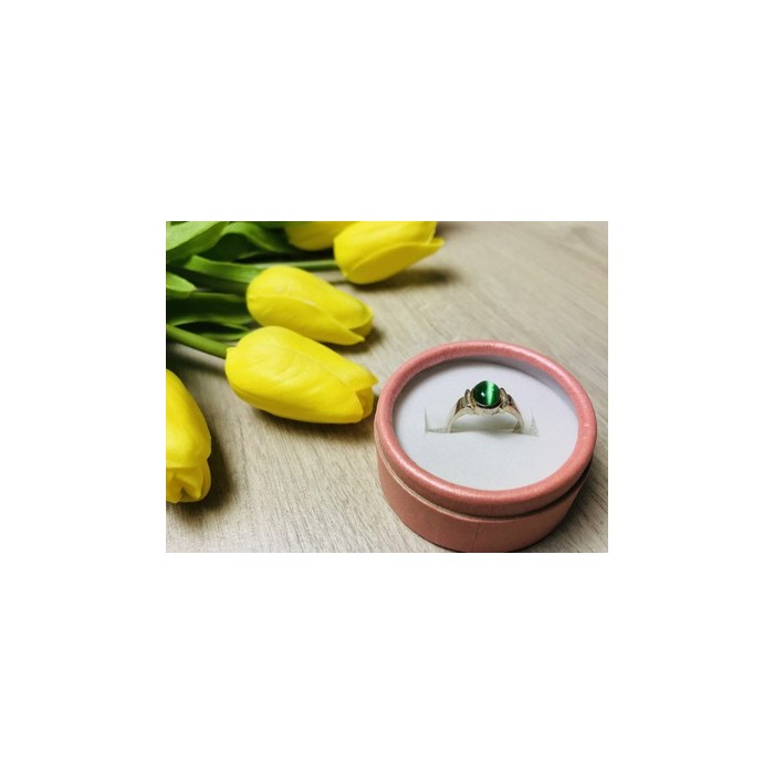 925 Sterling Silver Green Agate Ring Size 6.5